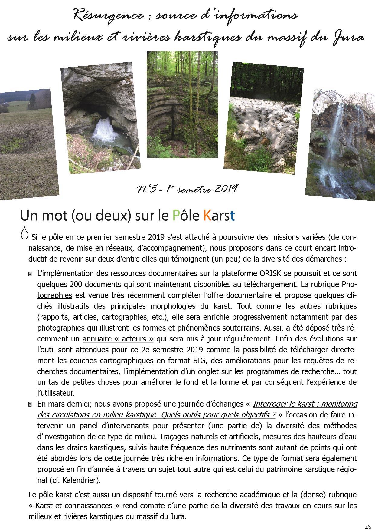 Newsletter Résurgence 1er sem 2019